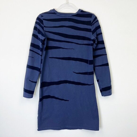 Boden Sweatshirt Dress Womens Size 4 Blue Velvet Burnout Zebra Stripe - Picture 8 of 10